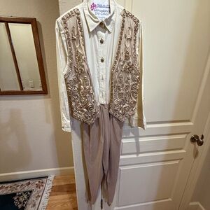 Cache Beige Embroidered Jumpsuit